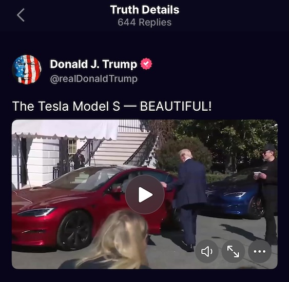 真牛所配资 特朗普下单Model S，特斯拉股价能否止跌反弹？